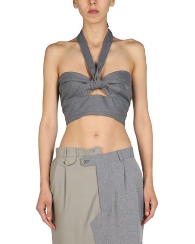 1/OFF Top With Crossed Straps - Grey