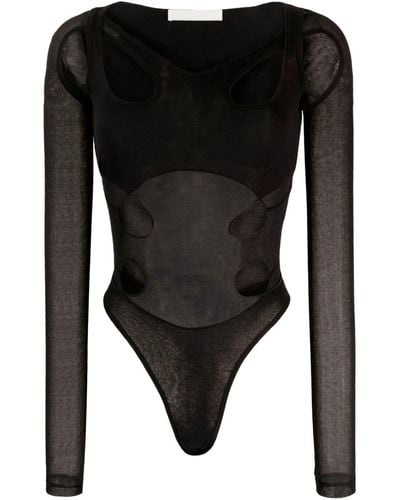 Dion Lee Long Sleeved Bodysuit With Cut Outs - Black