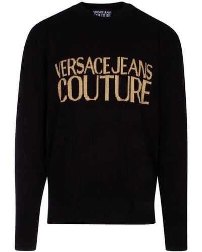 Versace Crewneck Knitted Sweater - Black