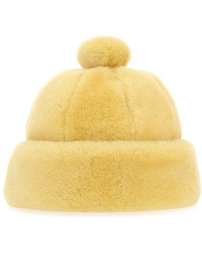 Lanvin Pastel Shearling Beanie Hat - Yellow