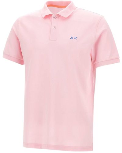 Sun 68 Solid Pique Cotton Polo Shirt - Pink