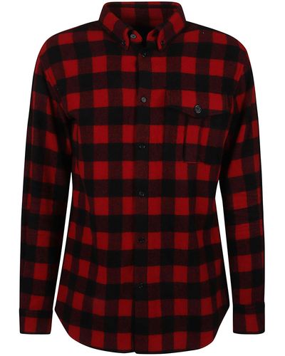 DSquared² Big Logo Canadian Relaxed Fit Check Shirt - Red