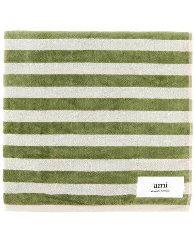 Ami Paris Embroidered Terry Fabric Beach Towel - Green