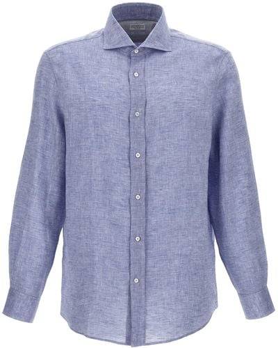 Brunello Cucinelli Linen Shirt Shirt, Blouse - Blue