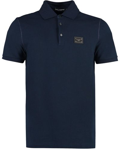 Dolce & Gabbana Short Sleeve Cotton Polo Shirt - Blue