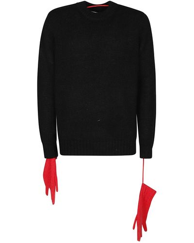 Charles Jeffrey Glove-Sleeve Waffle-Knit Sweater - Black