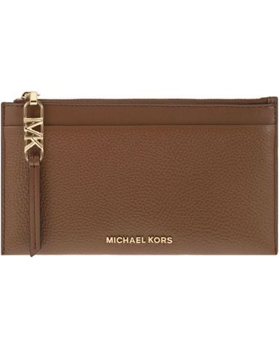 Michael Kors Large Credit Card Holder In Grained Leather - Brown