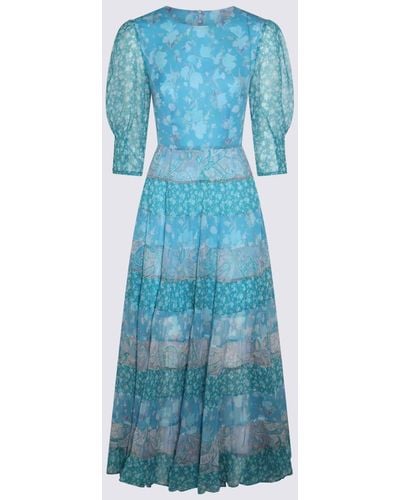 RIXO London Havana Floral Blue Mix Viscose Agyness Dress