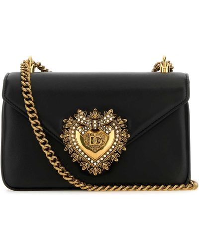 Dolce & Gabbana Nappa Leather Devotion Shoulder Bag - Black