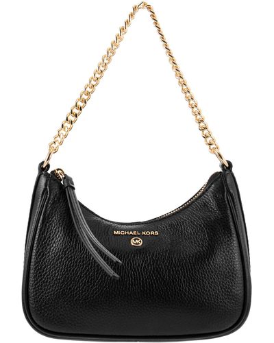 Michael Kors Small Shoulder Bag In Grained Leather - Black