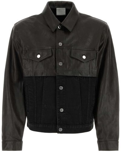 VTMNTS Two-Tone Denim And Leather Jacket - Black