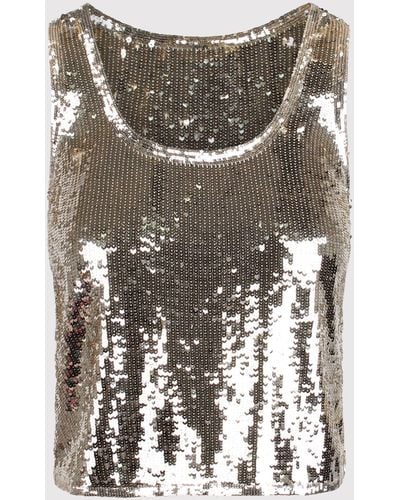 Alice + Olivia Alice Olivia Avril Top With Sequins - Grey