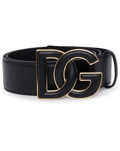 Dolce & Gabbana Dg Logo Plaque Buckle Belt - Black