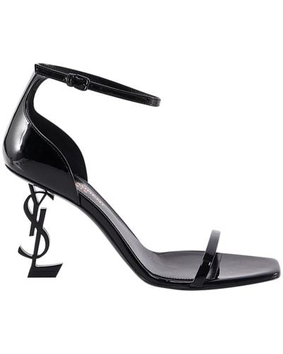 Saint Laurent Opyum 85 Leather Heeled Sandals - Black