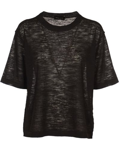 Roberto Collina Crewneck Plain Knit T-Shirt - Black