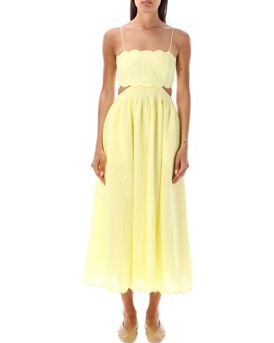 Zimmermann Halliday Solid Scallop Dress - Yellow
