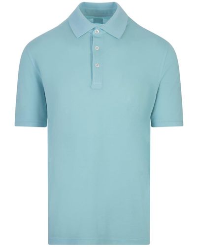 Fedeli Light Cotton Piquet Polo Shirt - Blue
