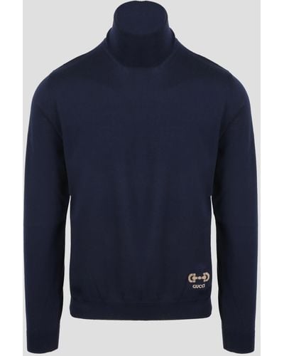 Gucci Turtleneck Merinos Sweater - Blue