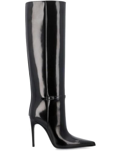 Saint Laurent Aint Laurent Vendome Boots In Glazed Leather - Black