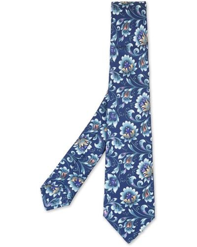 Kiton Tie With Floral Print - Blue