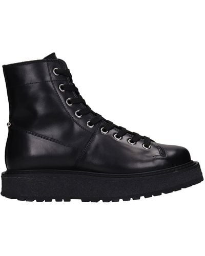 Neil Barrett Combat Boots In Black Leather