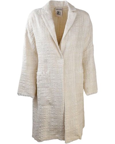 Semicouture Cream Tweed Coat - White