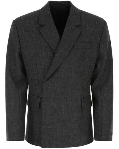 Prada Melange Dark Grey Wool Blazer - Black