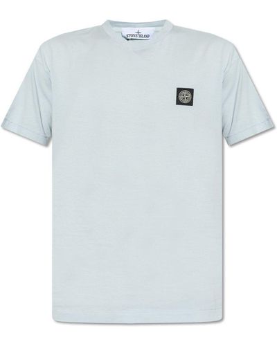 Stone Island T-shirt With Logo Patch, - Blue