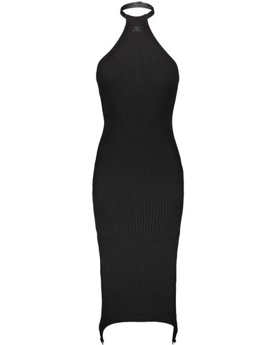 Courreges Rib Knit Suspenders Dress - Black