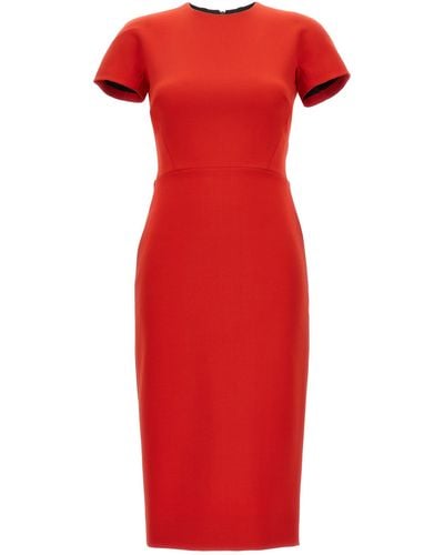 Victoria Beckham Fitted T-shirt Dresses - Red