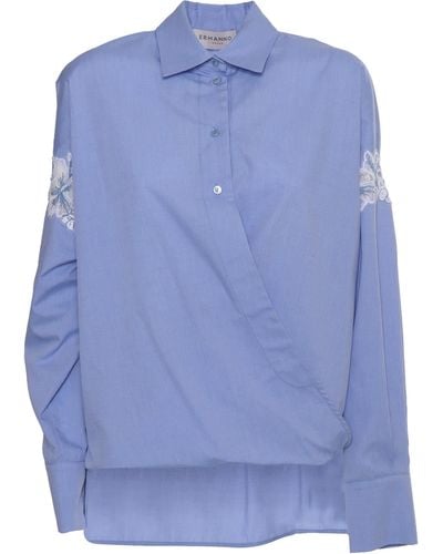 Ermanno Scervino Light Shirt With Lace - Blue