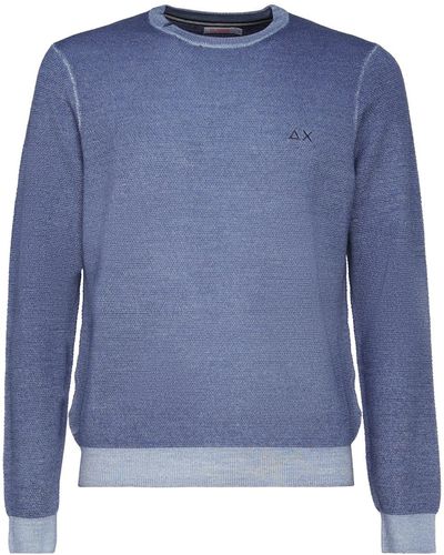 Sun 68 Vintage Round Sweater - Blue