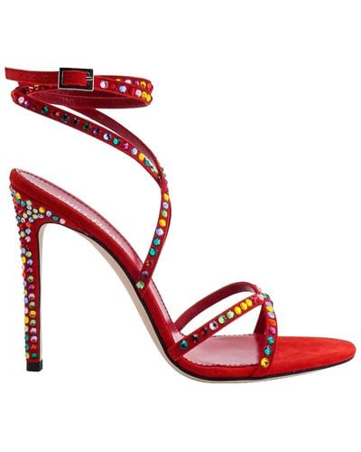 Paris Texas Rounded Toe Leather Sandals - Red