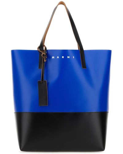 Marni Two-tone Pvc Tribeca Shopping Bag - Blue