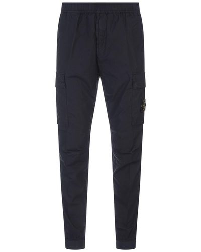 Stone Island Navy Blue Regular Fit Cargo Trousers