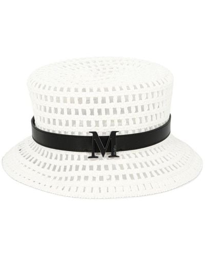 Max Mara Logo Plaque Woven Bucket Hat - White