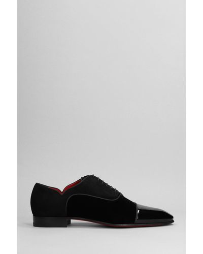 Christian Louboutin Greggy Chick Flat Lace Up Shoes In Suede - Black