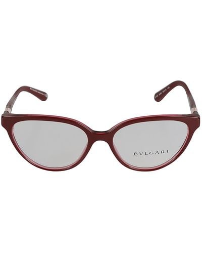 BVLGARI Cat-eye Clear Lens Glasses - Brown