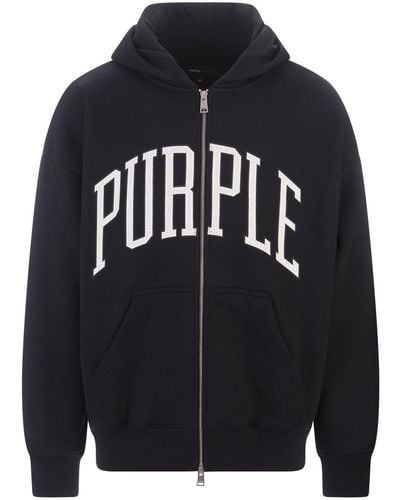 Purple Brand Zip Up Hoodie With Logo - Blue