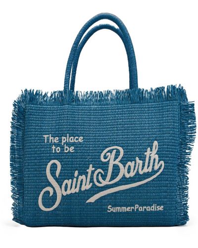 Mc2 Saint Barth Vanity Straw Denim Bag - Blue