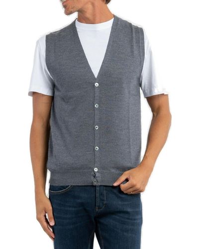 Gran Sasso V-Neck Knitted Vest - Gray
