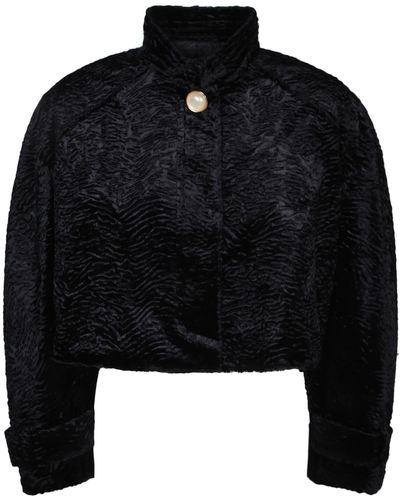 Casablancabrand Astrakhan Crop Jacket - Black