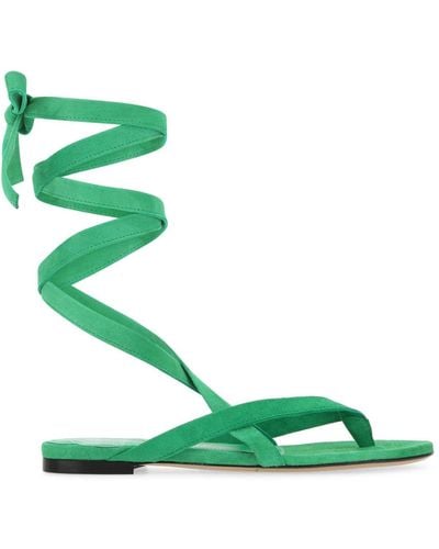 The Attico Grass Green Suede Beth Thong Sandals