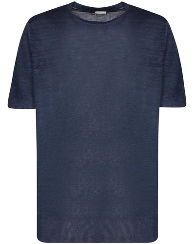120% Lino Knit T-Shirt - Blue