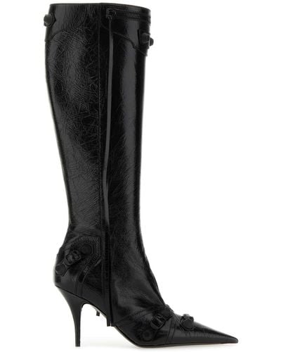Balenciaga Leather Cagole Boots - Black