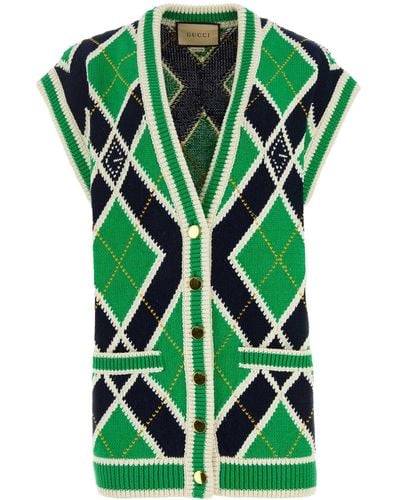 Gucci Embroidered Cotton Vest - Green