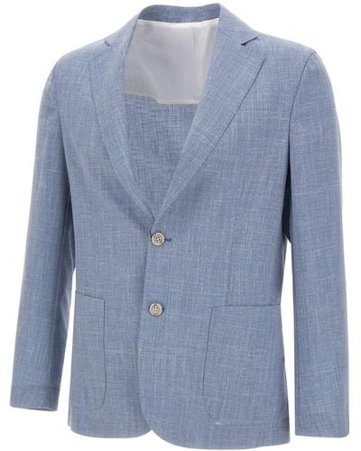Barba Napoli Wool, Silk And Linen Blazer - Blue