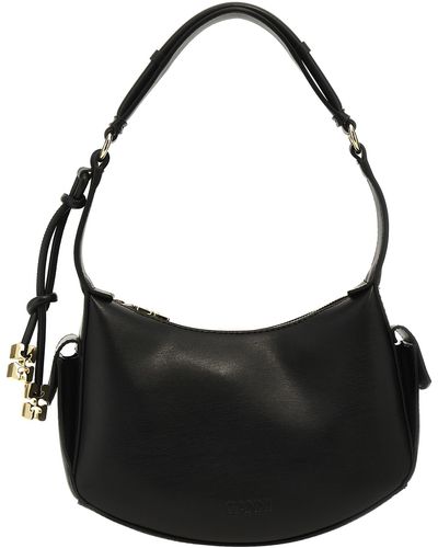 Ganni Leather Swing Shoulder Bag - Black