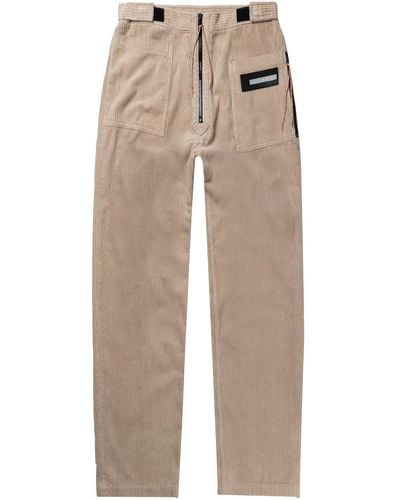 Aries Logo Patch Straight Leg Trousers - Natural