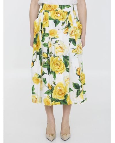 Dolce & Gabbana Rose-Print Skirt - Yellow